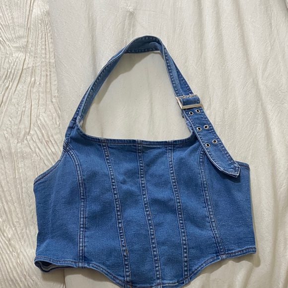 Blue Denim Crop Top - Picture 4 of 5